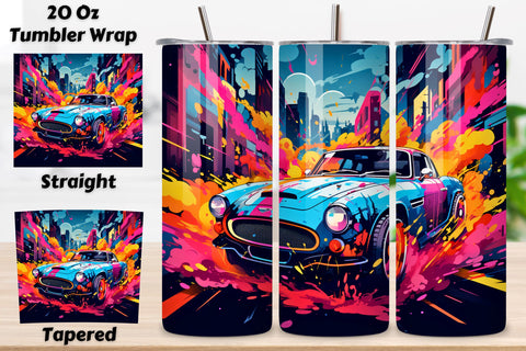 Pop Art Cars Tumbler Sublimation Wrap, 20oz PNG, Cars Tumbler Wrap Bundle, 20oz Skinny Tumbler Wrap, 20 oz Tumbler Png Sublimation Design, Digital Instant Download Sublimation FloridPrintables 