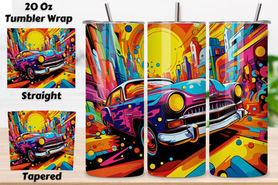 Pop Art Cars Tumbler Sublimation Wrap, 20oz PNG, Cars Tumbler Wrap Bundle, 20oz Skinny Tumbler Wrap, 20 oz Tumbler Png Sublimation Design, Digital Instant Download Sublimation FloridPrintables 