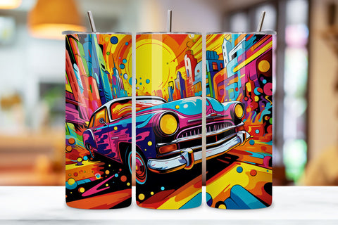 Pop Art Cars Tumbler Sublimation Wrap, 20oz PNG, Cars Tumbler Wrap Bundle, 20oz Skinny Tumbler Wrap, 20 oz Tumbler Png Sublimation Design, Digital Instant Download Sublimation FloridPrintables 