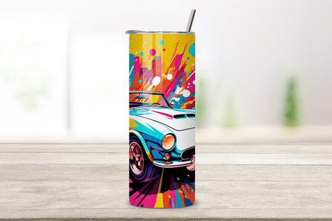 Pop Art Cars Tumbler Wrap, Sublimation PNG design, 20 oz Sublimation FloridPrintables 
