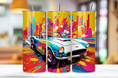 Pop Art Cars Tumbler Wrap, Sublimation PNG design, 20 oz Sublimation FloridPrintables 