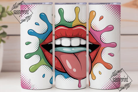 Pop Art Lips 20oz Tumbler Wrap Sublimation sassyprint 