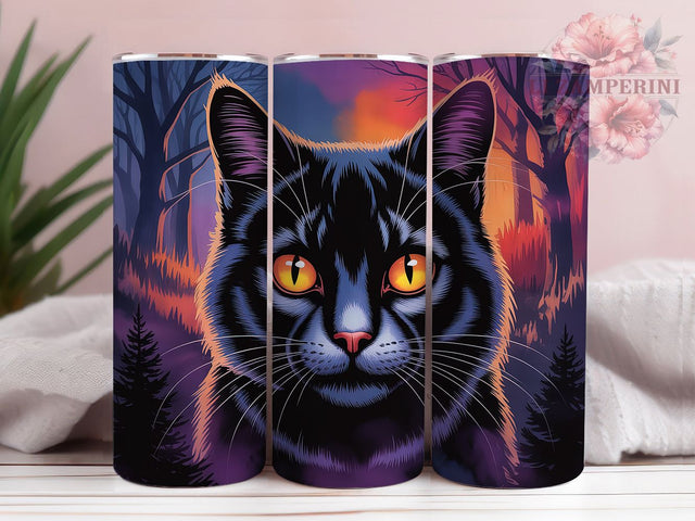 Pop Art Retro Cat Halloween Tumbler, Halloween Aesthetic Cup, 20Oz Sublimation Wrap, Retro Cat Mug, Spooky Pop Art Drinkware, Vintage Halloween Tumbler, Artistic Cat Design Sublimation Li Zamperini 