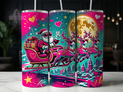 Pop Art Santa Sleigh 20oz Tumbler, Pop Art Santa, Santa Sleigh, Santa Tumbler, 20oz Tumbler, Sleigh Tumbler, Pop Art Tumbler, Tumbler Wrap Sublimation SvggirlplusArt 