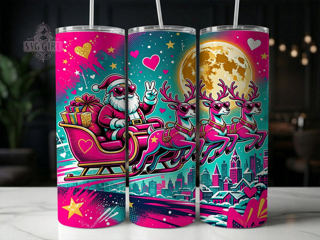 Pop Art Santa Sleigh 20oz Tumbler, Pop Art Santa, Santa Sleigh, Santa Tumbler, 20oz Tumbler, Sleigh Tumbler, Pop Art Tumbler, Tumbler Wrap Sublimation SvggirlplusArt 