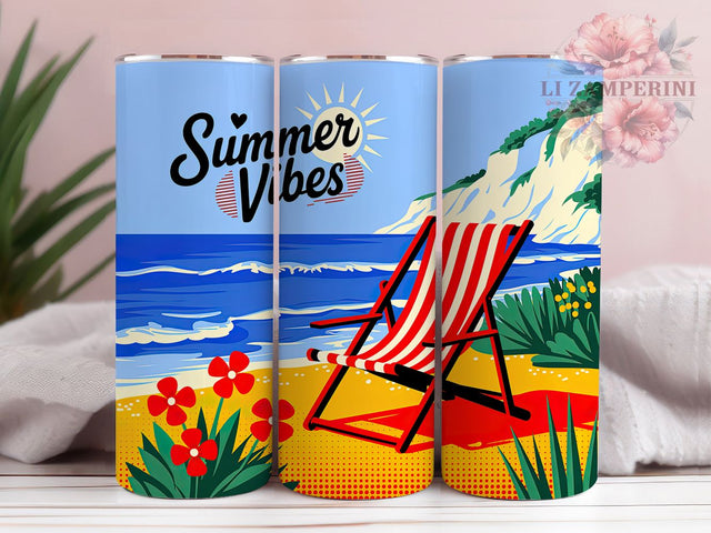Pop Art Summer 20oz Tumbler Wrap, Beach Summer Vibes, Vacation Sublimation Design, Colorful Pop Art PNG, 20oz Tumbler Wrap, Retro Pop Art Style, Summer Vibes Sublimation Sublimation Li Zamperini 