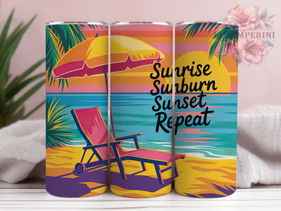 Pop Art Sunrise 20oz Tumbler Wrap, Sunrise Sunburn Sunset Repeat, Beach Vacation Sublimation, Colorful Pop Art PNG, 20oz Tumbler Wrap, Summer Vibes Sublimation, Retro Pop Art Style Sublimation Li Zamperini 