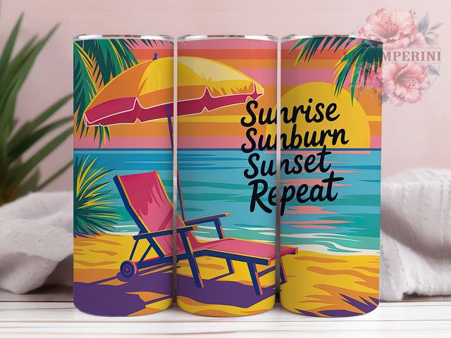 Pop Art Sunrise 20oz Tumbler Wrap, Sunrise Sunburn Sunset Repeat, Beach Vacation Sublimation, Colorful Pop Art PNG, 20oz Tumbler Wrap, Summer Vibes Sublimation, Retro Pop Art Style Sublimation Li Zamperini 