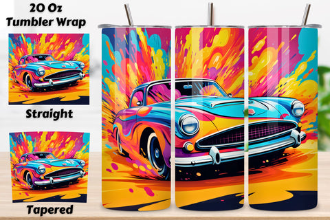 Pop Cars Tumbler Wrap, Sublimation Design, 20oz Skinny, Cars Tumbler Wrap Bundle, 20oz Skinny Tumbler Wrap, 20 oz Tumbler Png Sublimation Design, Digital Instant Download Sublimation FloridPrintables 