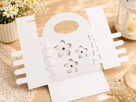 Pop Up Gift Bag Template SVG - No Glue Paper Purse Cut File - 3D Party Favor Box - Wedding Bonbonniere for Cricut Silhouette SVG DreamingSVG 