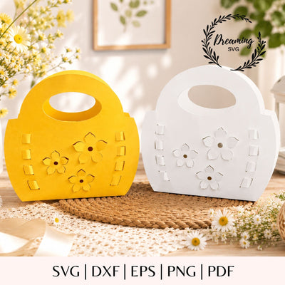 Pop Up Gift Bag Template SVG - No Glue Paper Purse Cut File - 3D Party Favor Box - Wedding Bonbonniere for Cricut Silhouette SVG DreamingSVG 