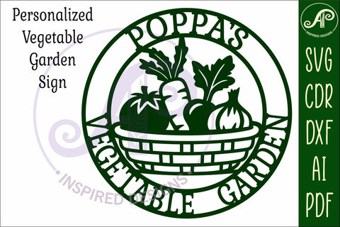 Poppa's Vegetable Garden Sign SVG, Laser Cut Vegetable SVG APInspireddesigns 