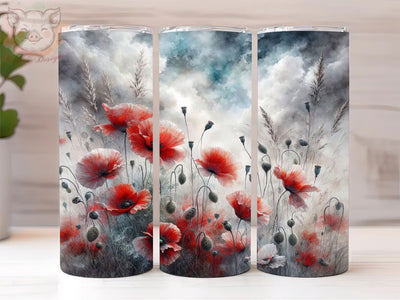 Poppy Field 20oz Tumbler Png, Straight & Tapered Tumbler Png, Red Poppy Tumbler Png, Digital Download PNG Sublimation Lara' s Designs 