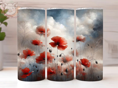 Poppy Field 20oz Tumbler Png, Straight & Tapered Tumbler Png, Red Poppy Tumbler Png, Digital Download PNG Sublimation Lara' s Designs 