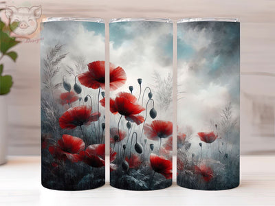 Poppy Field 20oz Tumbler Png, Straight & Tapered Tumbler Png, Red Poppy Tumbler Png, Digital Download PNG Sublimation Lara' s Designs 