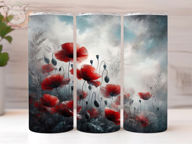 Poppy Field 20oz Tumbler Png, Straight & Tapered Tumbler Png, Red Poppy Tumbler Png, Digital Download PNG Sublimation Lara' s Designs 