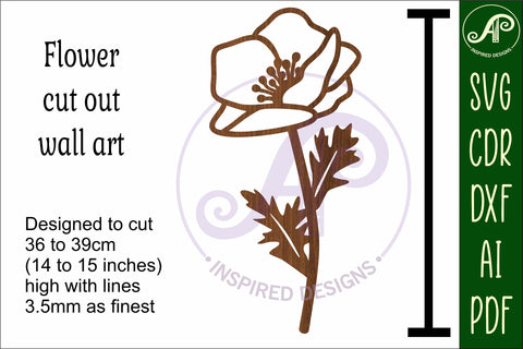 Poppy flower cut out wall sign laser cut file SVG APInspireddesigns 