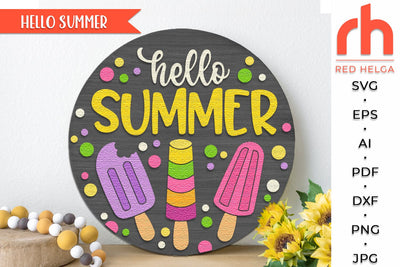 Popsicle Door Sign SVG, Summer Hanger, Ice Cream Cut File SVG RedHelgaArt 