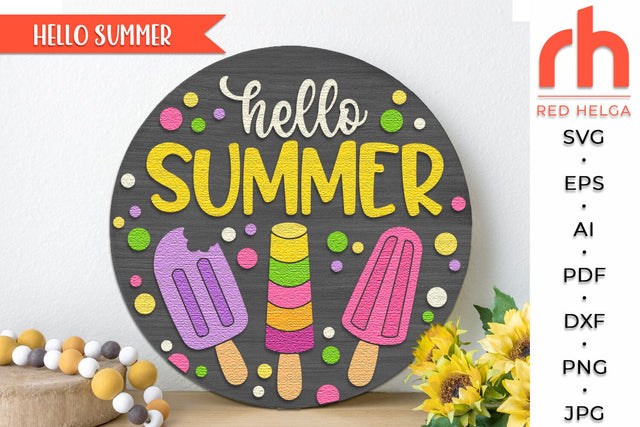 Popsicle Door Sign SVG, Summer Hanger, Ice Cream Cut File SVG RedHelgaArt 