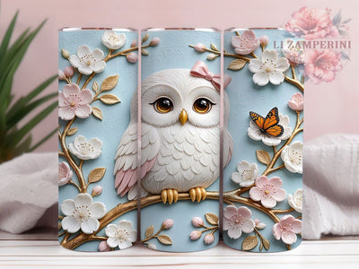 Porcelain Owl Cherry Blossom 20oz Tumbler, Porcelain owl design, Cherry blossom print, 20oz skinny tumbler, Owl tumbler wrap, Floral owl design, Sublimation tumbler wrap Sublimation Li Zamperini 