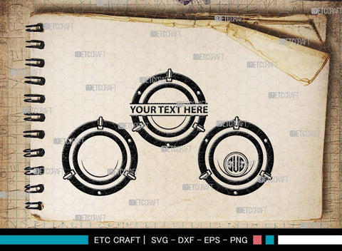 Porthole Monogram, Porthole Silhouette, Porthole SVG, Cruise Svg, Cruise Ship Svg, Vacation Svg, Boat Porthole Svg, Ship Porthole Window Svg, SB00574 SVG ETC Craft 