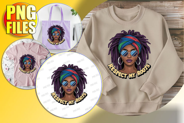 Portrait Afro Woman with Quote PNG Clipart Sublimation afrosvg 