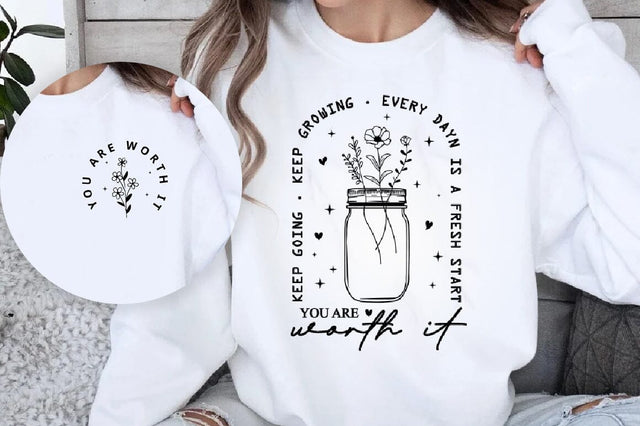 Positive Aesthetic SVG PNG Keep Going, Self love Svg Motivational Quote Wildflower Svg, Boho Png, Manifest Svg Worthy Svg Front and Back Svg SVG FiveStarCrafting 