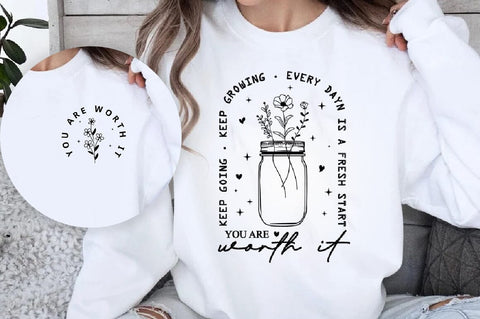 Positive Aesthetic SVG PNG Keep Going, Self love Svg Motivational Quote Wildflower Svg, Boho Png, Manifest Svg Worthy Svg Front and Back Svg SVG FiveStarCrafting 