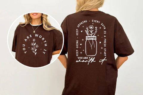 Positive Aesthetic SVG PNG Keep Going, Self love Svg Motivational Quote Wildflower Svg, Boho Png, Manifest Svg Worthy Svg Front and Back Svg SVG FiveStarCrafting 