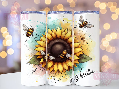 Positive Affirmation 20oz Tumbler Wrap Sublimation Design, Straight Tapered Tumbler Wrap, Just Breathe Tumbler Png, Instant Digital Download Sublimation SvggirlplusArt 
