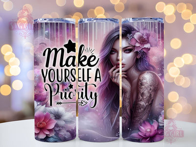 Positive Affirmation 20oz Tumbler Wrap Sublimation Design, Straight Tapered Tumbler Wrap, Make Yourself The Priority Tumbler Png, Instant Digital Download Sublimation SvggirlplusArt 