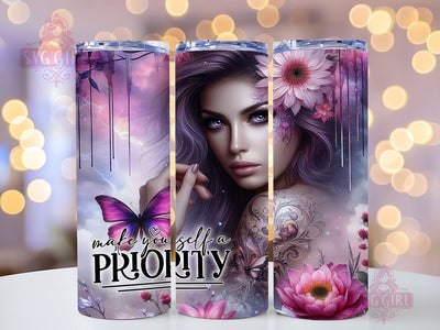 Positive Affirmation 20oz Tumbler Wrap Sublimation Design, Straight Tapered Tumbler Wrap, Make Yourself The Priority Tumbler Png, Instant Digital Download Sublimation SvggirlplusArt 