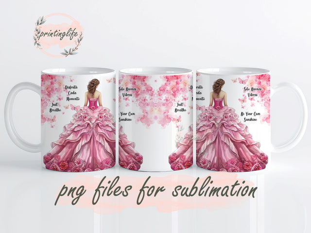 Positive Affirmation For Quinceañera Teen Girls Mug Wrap Design, Instant Digital Design Download Mug Wrap Design, Mug Design PNG Sublimation PrintingLife 