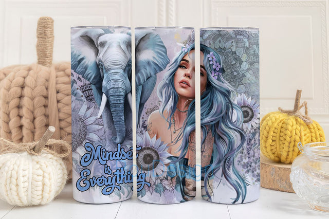 Positive Affirmation, Make Yourself The Priority, 20oz Tumbler Wrap, Pastel Sunflowers, Sublimation, Girl with Tattoos, Positive Designs Sublimation BouDesign 