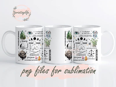 Positive Affirmation Sublimation PNG Vision Board Wrap Digital Download Meditation Design Instant Download 11oz Sublimation PrintingLife 