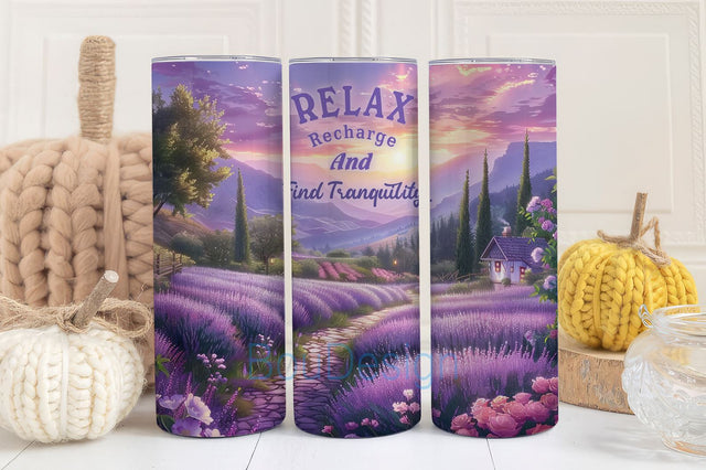 Positive Affirmation Tumbler Wrap, Garden of Fragrant Lavender Sublimation Design, 20 oz Skinny Tumbler, Digital Download PNG Sublimation BouDesign 