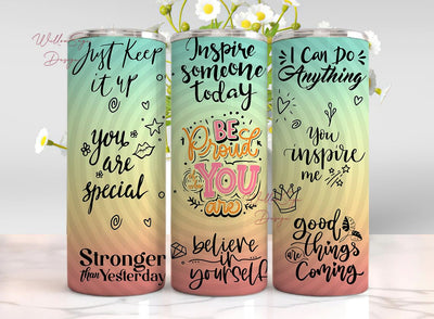 Positive Affirmation Tumbler Wrap, Inspirational Quotes, Positive Quotes, 20 oz Skinny Tumbler Sublimation Designs Downloads PNG Sublimation WillowSageDesign 