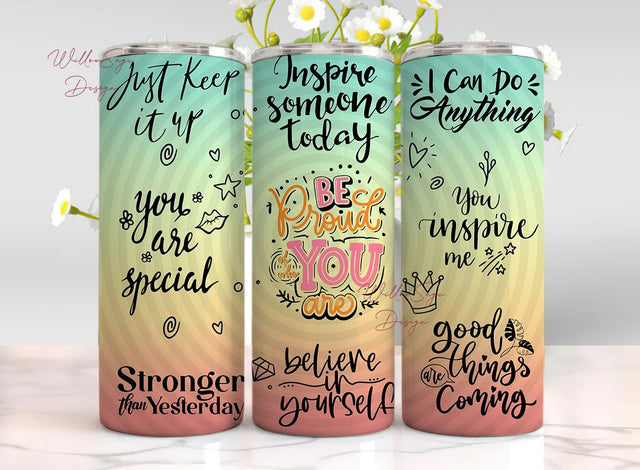 Positive Affirmation Tumbler Wrap, Inspirational Quotes, Positive Quotes, 20 oz Skinny Tumbler Sublimation Designs Downloads PNG Sublimation WillowSageDesign 