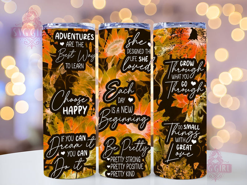 Positive Affirmations 20 oz Skinny Tumbler, Positive Tumbler Png, Straight Tapered Tumbler Wrap, Instant Digital Download Sublimation SvggirlplusArt 