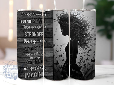 Positive Affirmations 20 oz Skinny Tumbler Sublimation Design, Butterflies Inspirational Tumbler Png, Straight & Tapered Tumbler Wrap, Instant Digital Download Sublimation ToriDesigns 