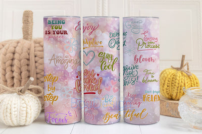 Positive Affirmations 20 oz Skinny Tumbler Sublimation Design Digital Download PNG Instant, Inspirational Butterfly Sublimation BouDesign 