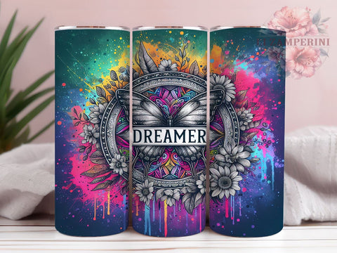 Positive Affirmations 20oz Tumbler, Butterfly Inspiration Dreamer Flower Tumbler Png, Straight & Tapered Tumbler Wrap, Instant Digital Download Sublimation Li Zamperini 