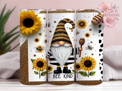 Positive Affirmations 20oz Tumbler Wrap PNG, Bee KIND Gnome Sunflower Tumbler Png, Straight & Tapered Tumbler Wrap, Instant Digital Download Sublimation Li Zamperini 