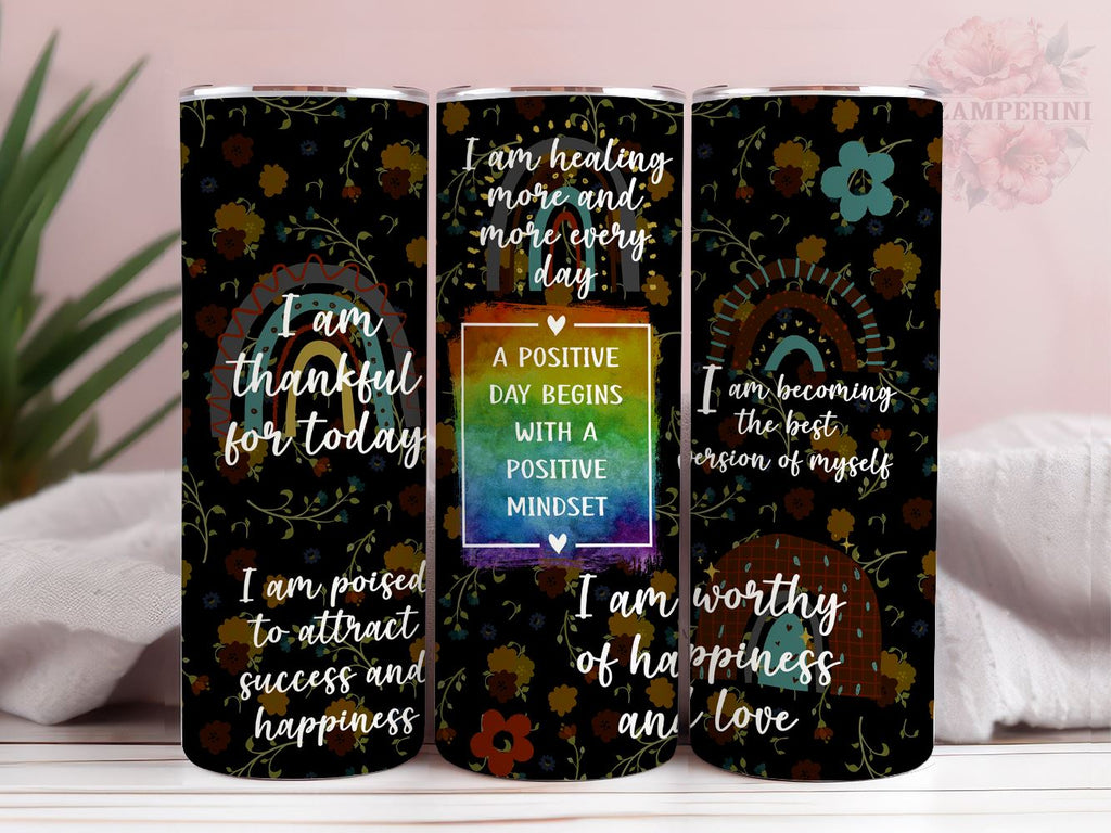 Positive Affirmations 20oz Tumbler Wrap PNG, Inspirational Quotes ...
