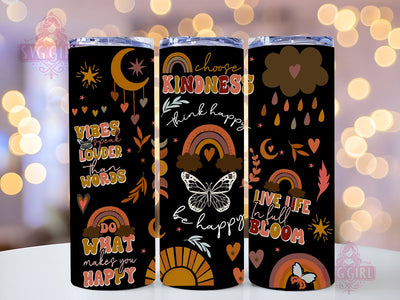 Positive Affirmations 20oz Tumbler Wrap Sublimation Design, Straight Tapered Tumbler Wrap, Boho Tumbler Png, Instant Digital Download Sublimation SvggirlplusArt 