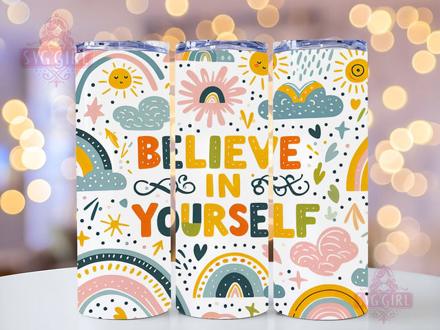 Positive Affirmations 20oz Tumbler Wrap Sublimation Design, Straight Tapered Tumbler Wrap, Inspirational Rainbow Tumbler Png, Instant Digital Download Sublimation SvggirlplusArt 