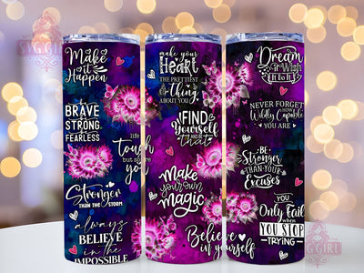Positive Affirmations 20oz Tumbler Wrap Sublimation Design, Straight Tapered Tumbler Wrap, Positive Quotes Tumbler Png, Instant Digital Download Sublimation SvggirlplusArt 