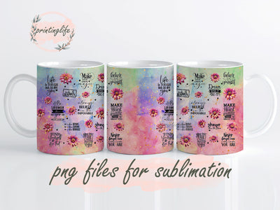 Positive Affirmations Digital Design Download Mug Wrap Design, Mug Design PNG Sublimation PrintingLife 