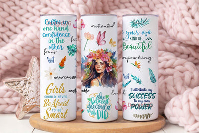 Positive Affirmations Inspirational Women Quotes Tumbler Design for 20oz Skinny Tumbler Wrap PNG for Sublimation Digital Download Sublimation DesignSVG 