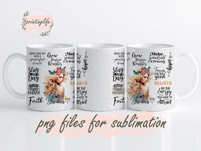 Positive Affirmations Mug, Motivational Tumbler PNG 11oz,positivity mug, self-empowerment mug, confident mug, affirmation gift Sublimation PrintingLife 
